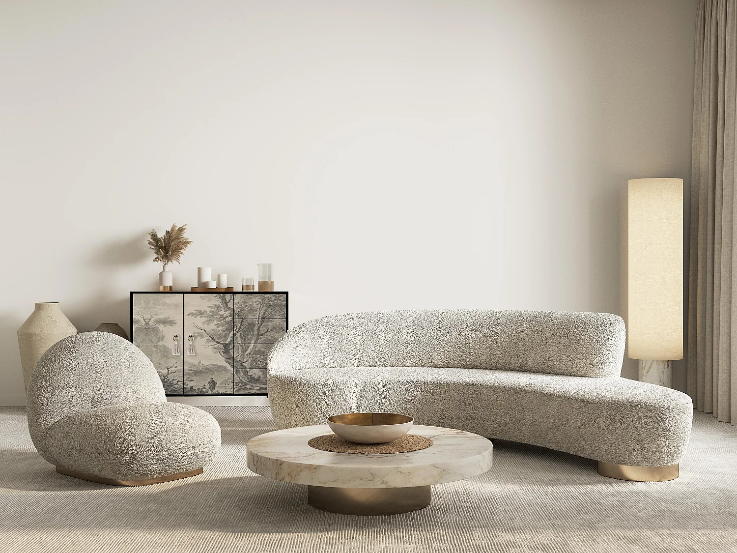 Niedriger Anrichte, 2 Türen und 4 Schubladen MDF