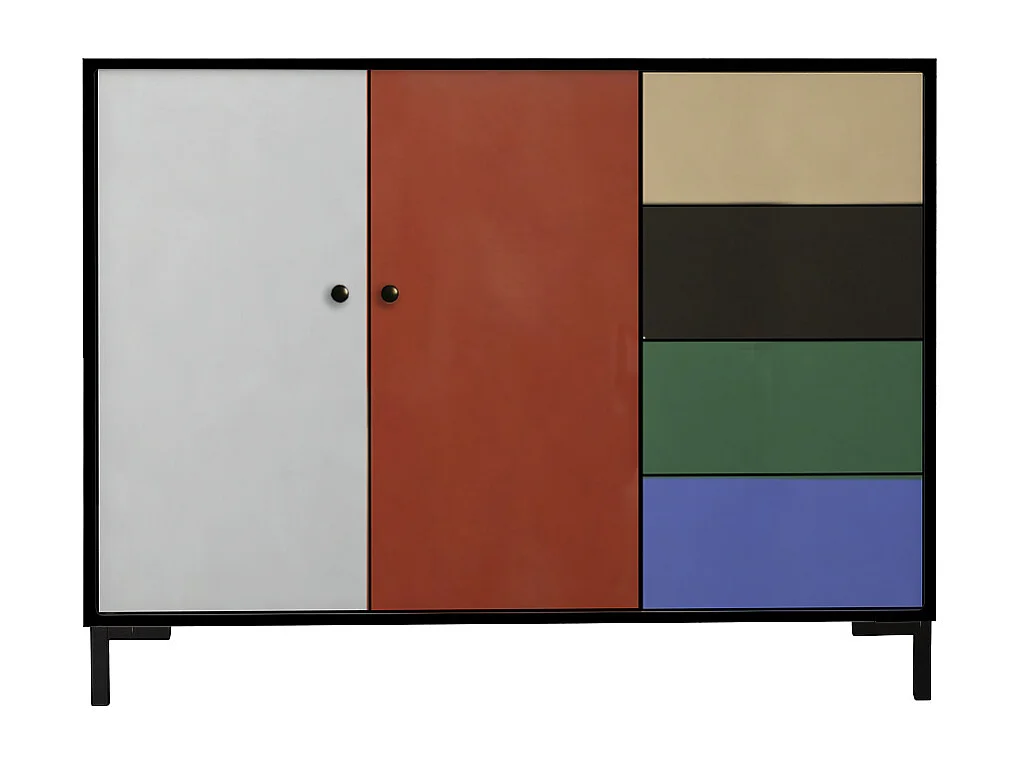 Niedriger Anrichte, 2 Türen und 4 Schubladen MDF