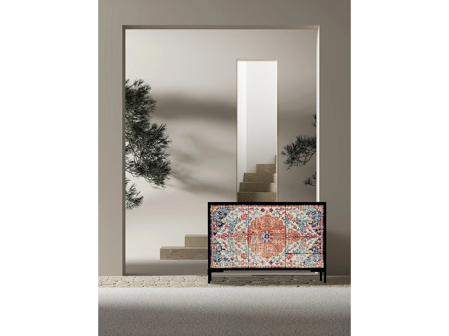 Niedriger Anrichte, 2 Türen und 4 Schubladen MDF