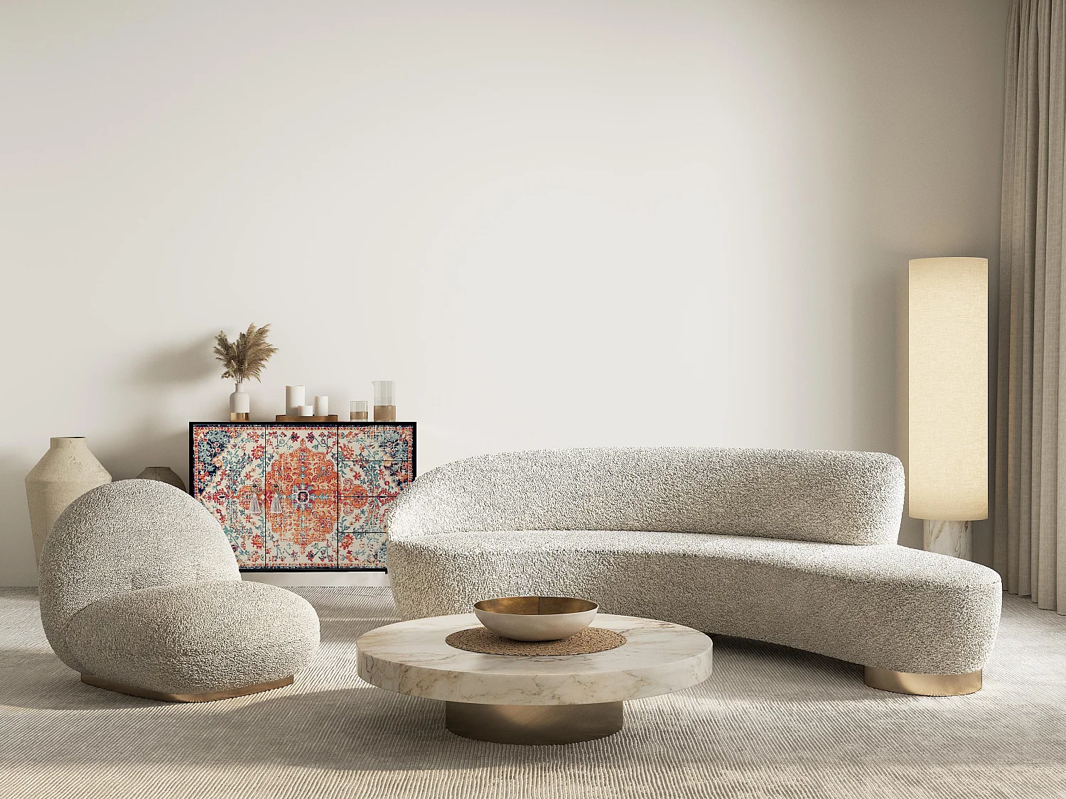 Niedriger Anrichte, 2 Türen und 4 Schubladen MDF