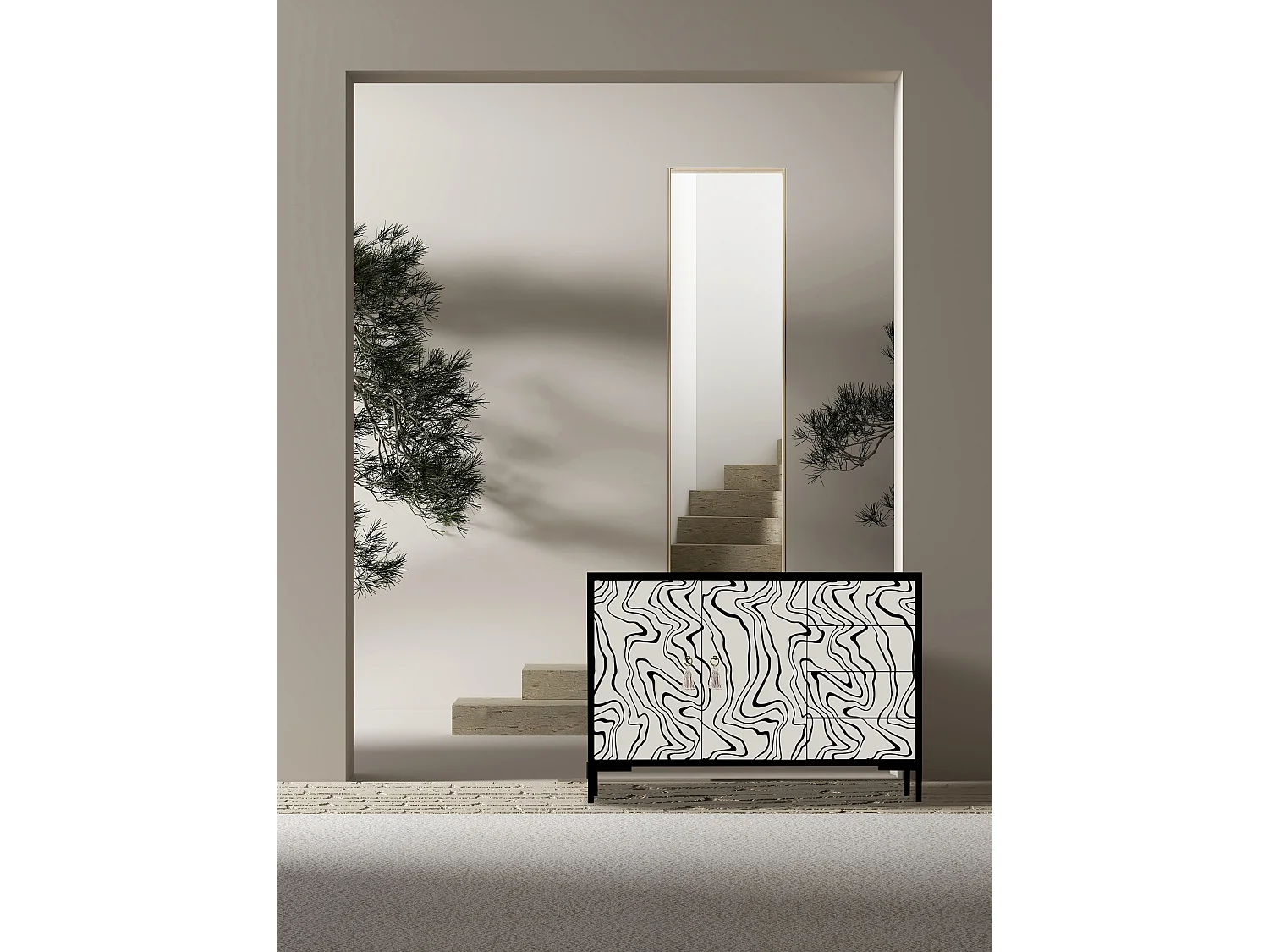 Aparador bajo 2 puertas 4 cajones mdf estampado