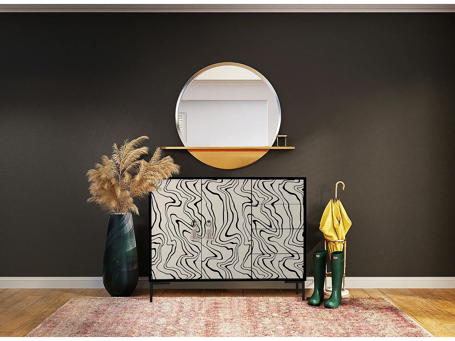 Aparador bajo 2 puertas 4 cajones mdf estampado