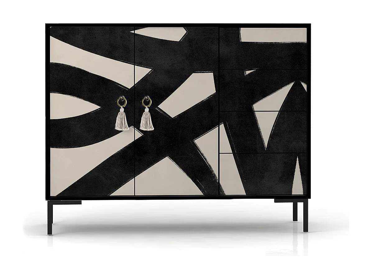 Niedriger Anrichte, 2 Türen und 4 Schubladen MDF