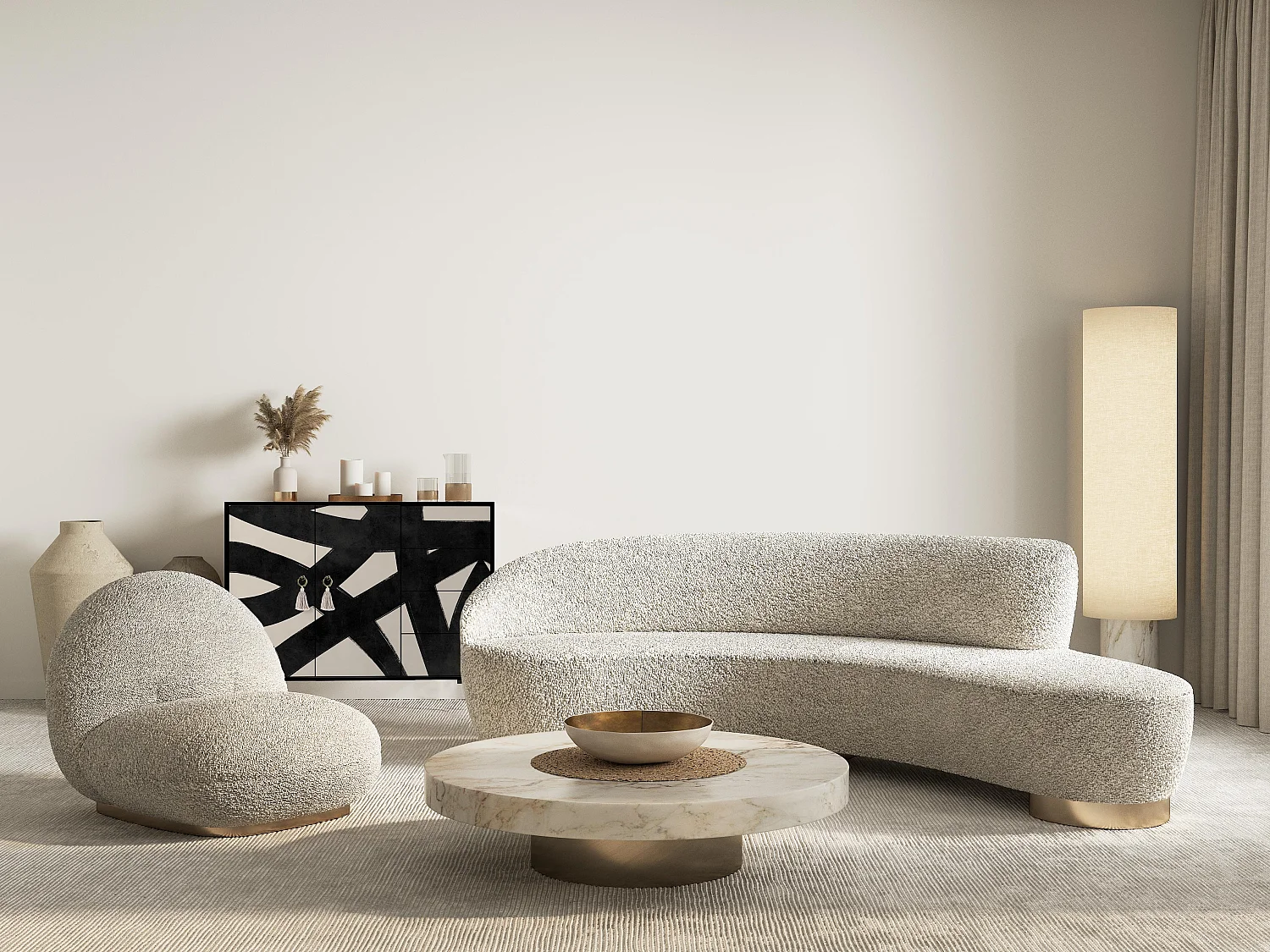 Niedriger Anrichte, 2 Türen und 4 Schubladen MDF