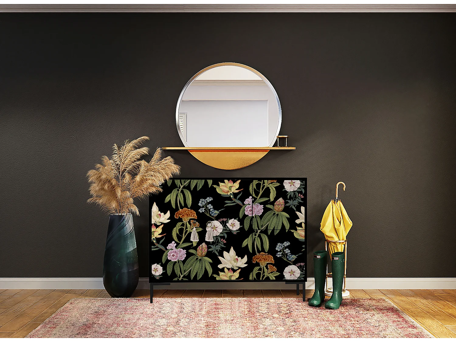 Niedriger Anrichte, 2 Türen und 4 Schubladen MDF