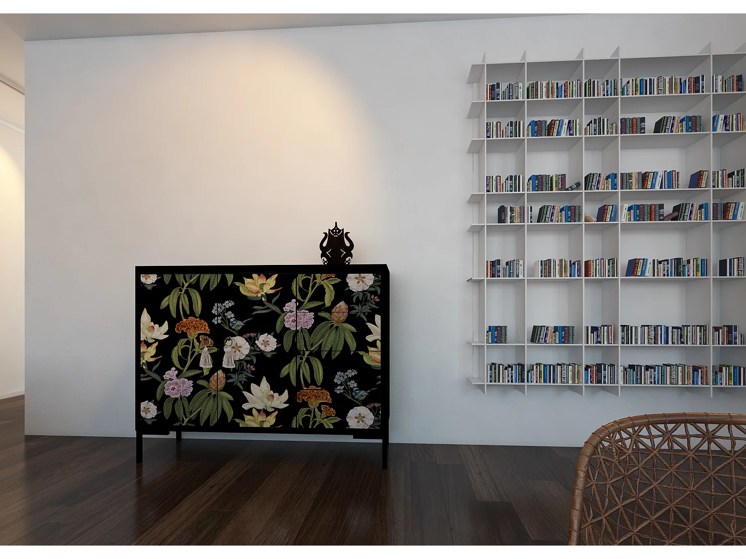 Niedriger Anrichte, 2 Türen und 4 Schubladen MDF