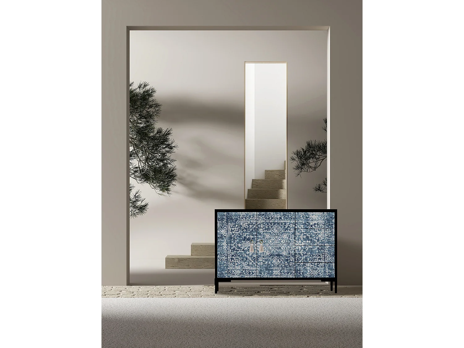 Niedriger Anrichte, 2 Türen und 4 Schubladen MDF