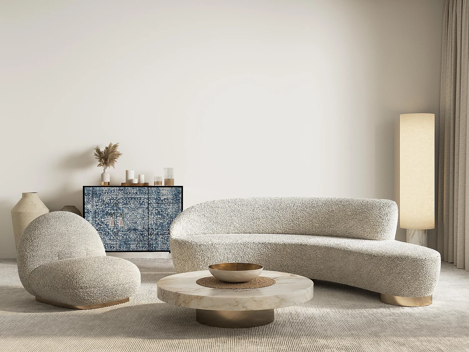 Niedriger Anrichte, 2 Türen und 4 Schubladen MDF