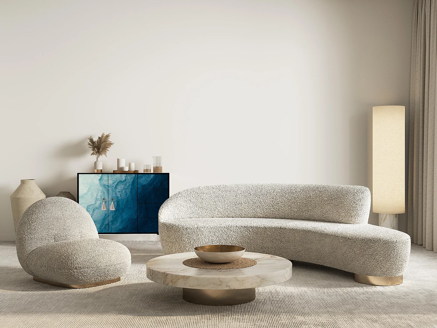 Niedriger Anrichte, 2 Türen und 4 Schubladen MDF