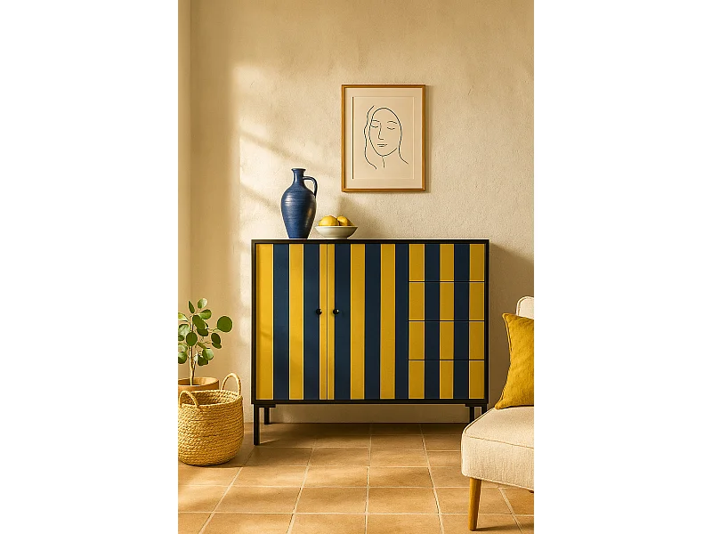 Niedriger Anrichte, 2 Türen und 4 Schubladen MDF