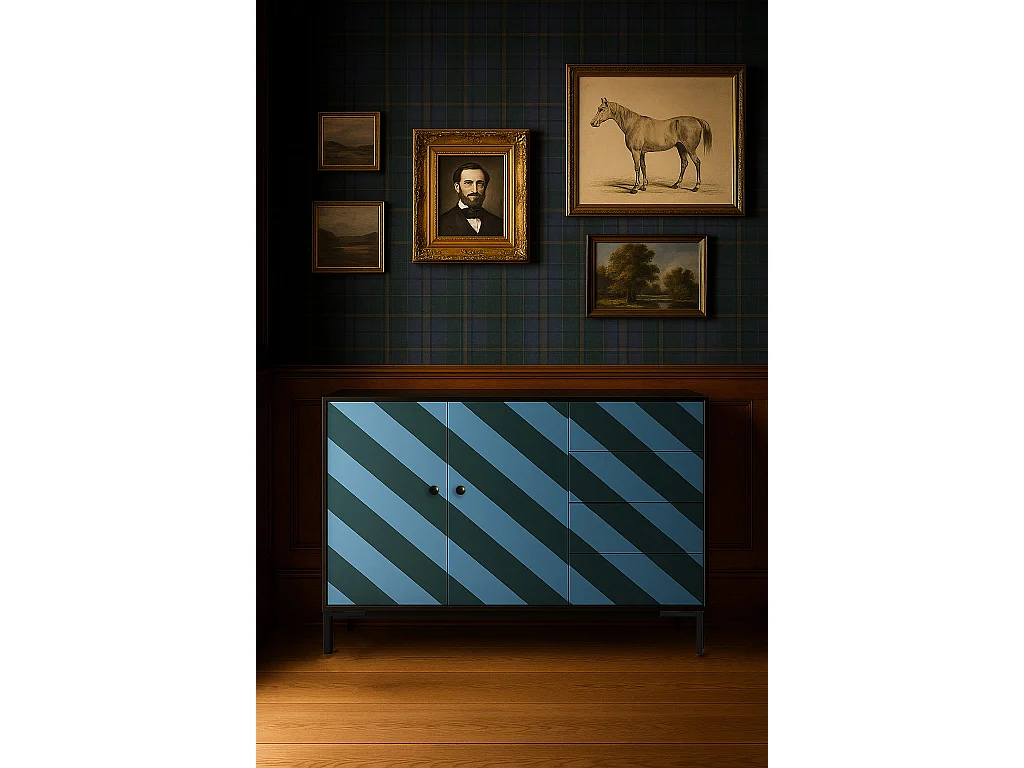 Niedriger Anrichte, 2 Türen und 4 Schubladen MDF