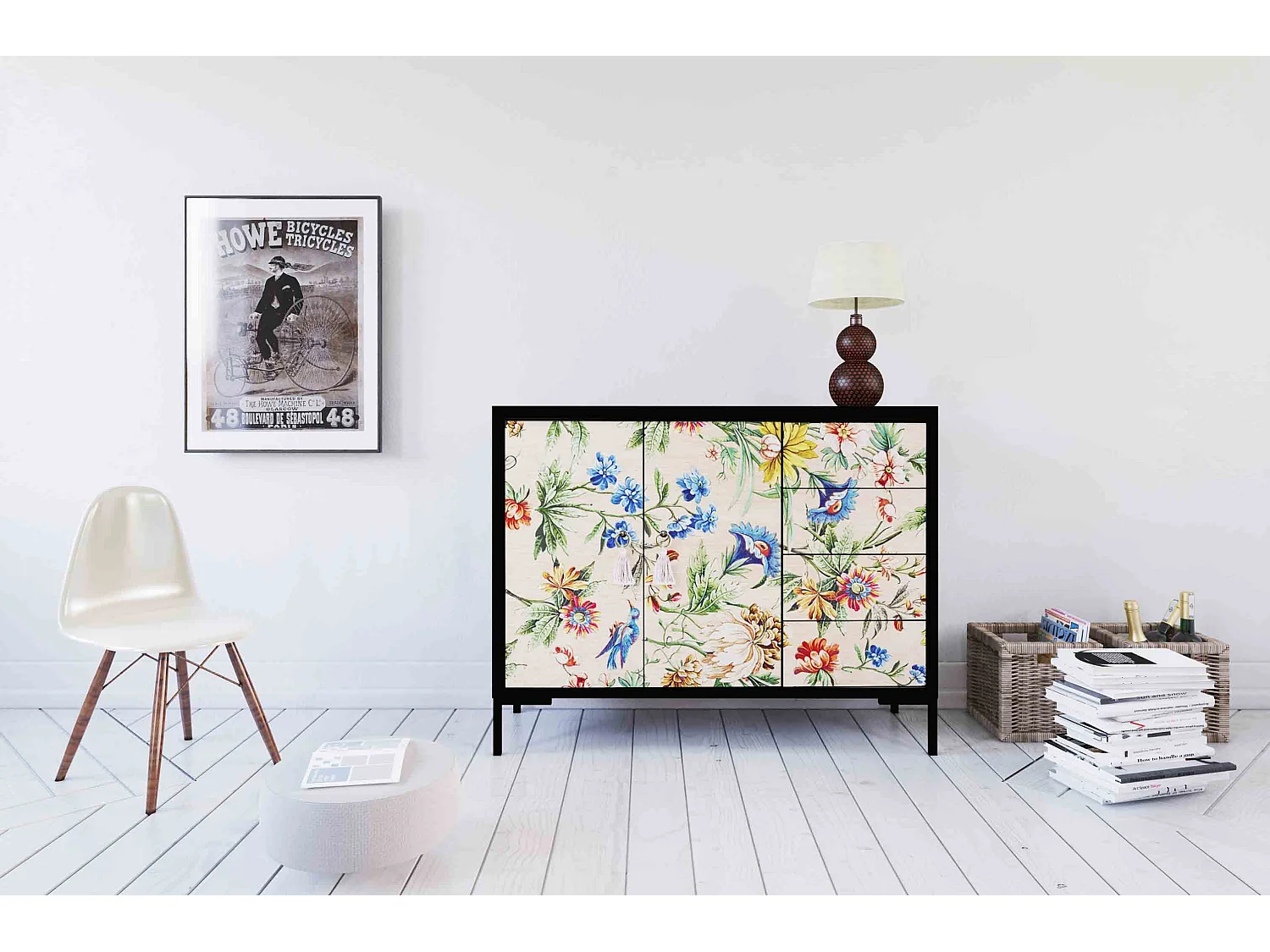 Niedriger Anrichte, 2 Türen und 4 Schubladen MDF