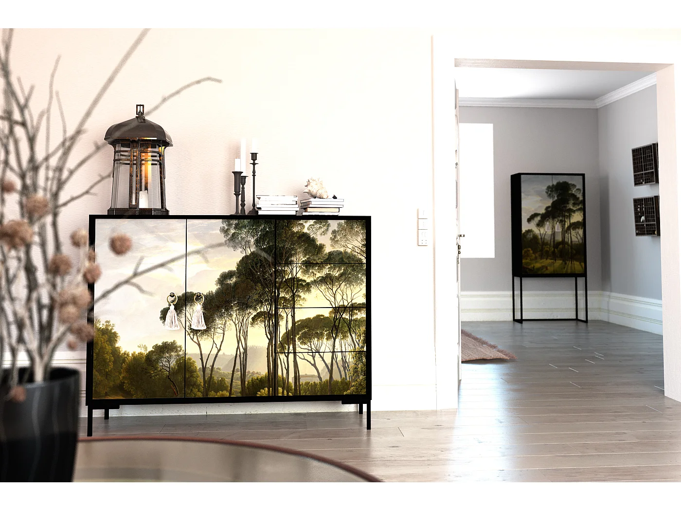 Niedriger Anrichte, 2 Türen und 4 Schubladen MDF