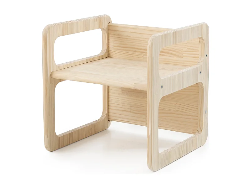 Set 3 chaises enfants en bois pin couleur naturel Montessori.
