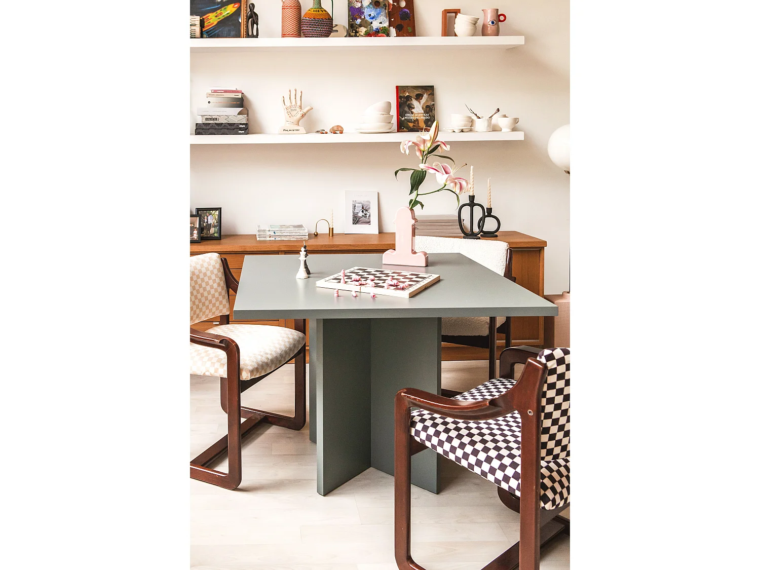 Table de salle à manger carrée laquée MDF 3cm Gris 100x100cm