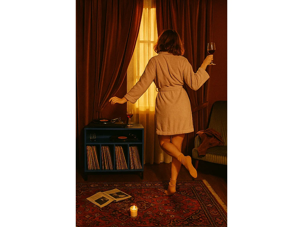 Meuble pour vinyles bleu BOWIE