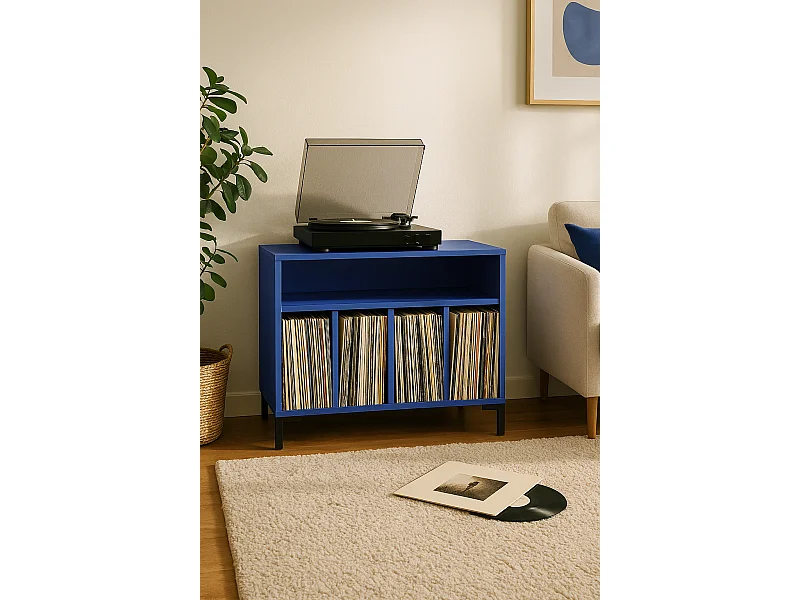 Schrank für Schallplatten blau BOWIE