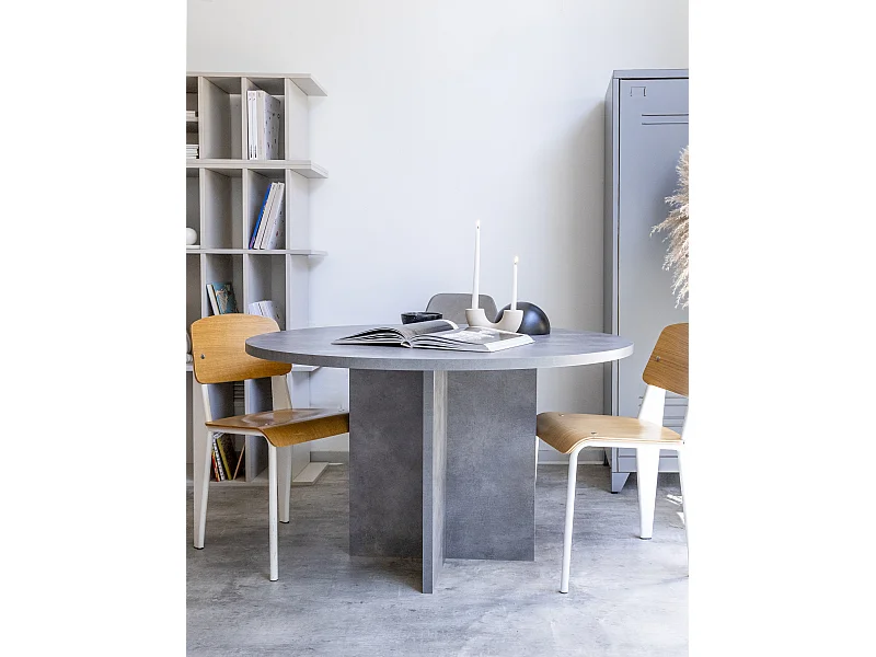 Table à manger en panneau tratifié effet microciment  120cm