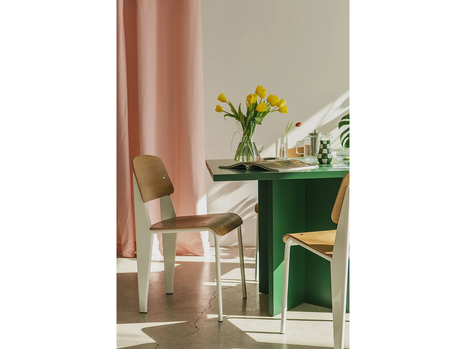 Table de salle à manger carrée panneau stratifié 3cm Vert Cèdre 100cm