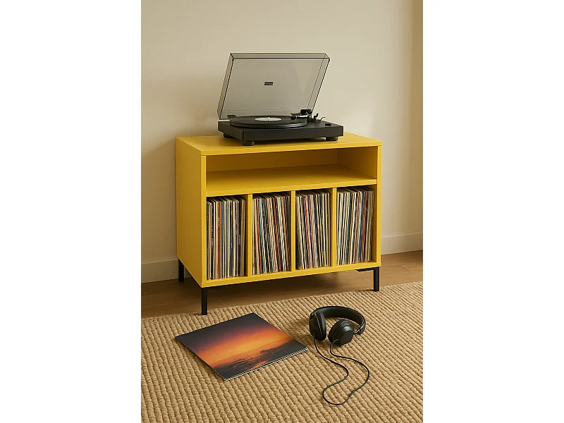 Meuble pour vinyles jaune BOWIE