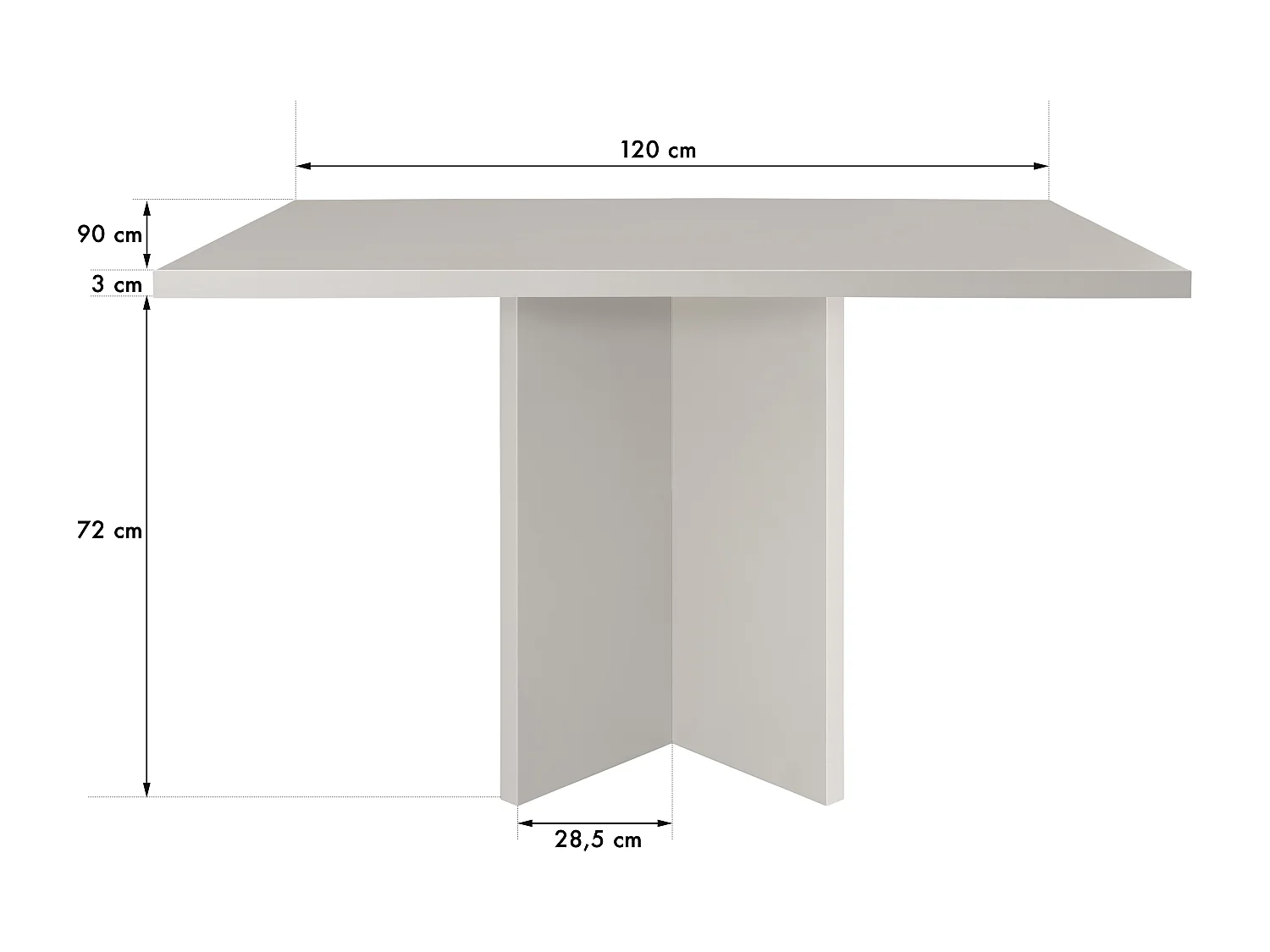 Table à manger rectangulaire en panneau tratifié 3cm Taupe 90x120