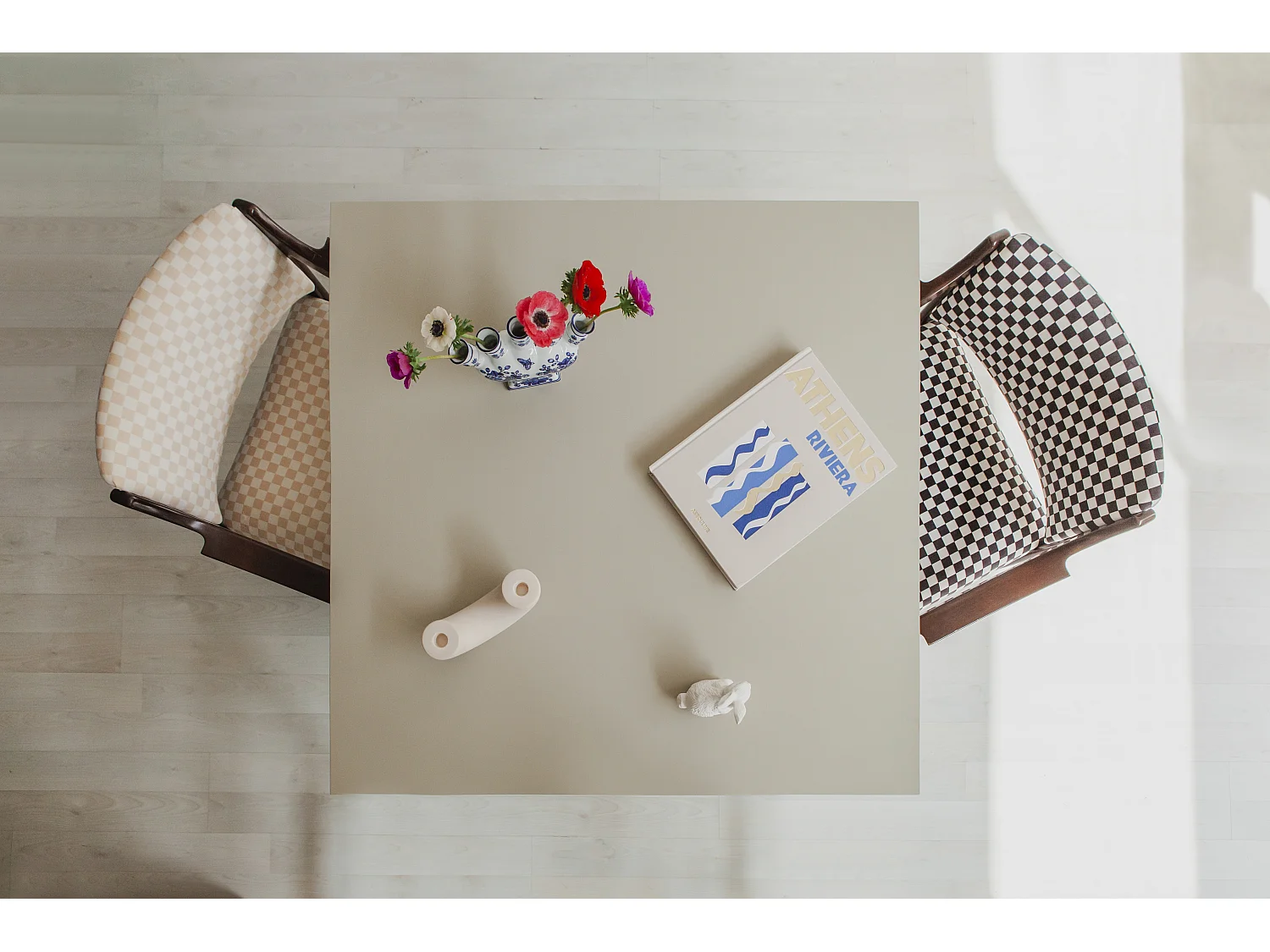 Table de salle à manger carrée panneau stratifié 3cm Taupe 100cm