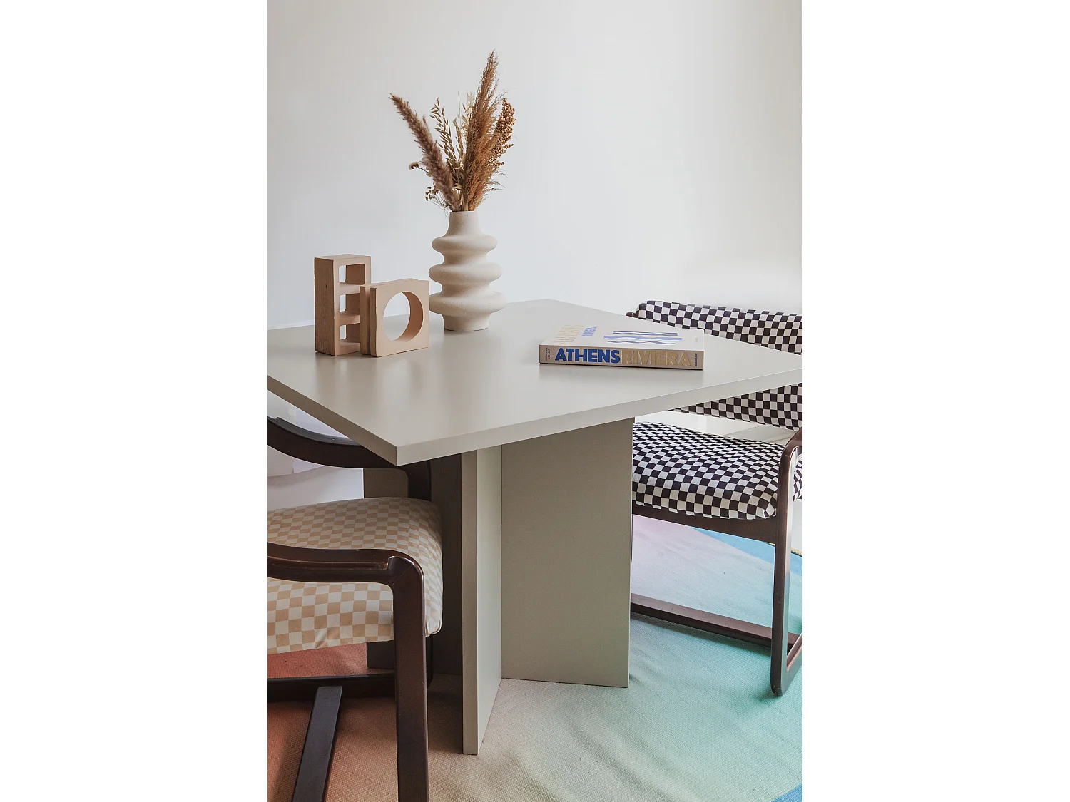 Table de salle à manger carrée panneau stratifié 3cm Taupe 100cm