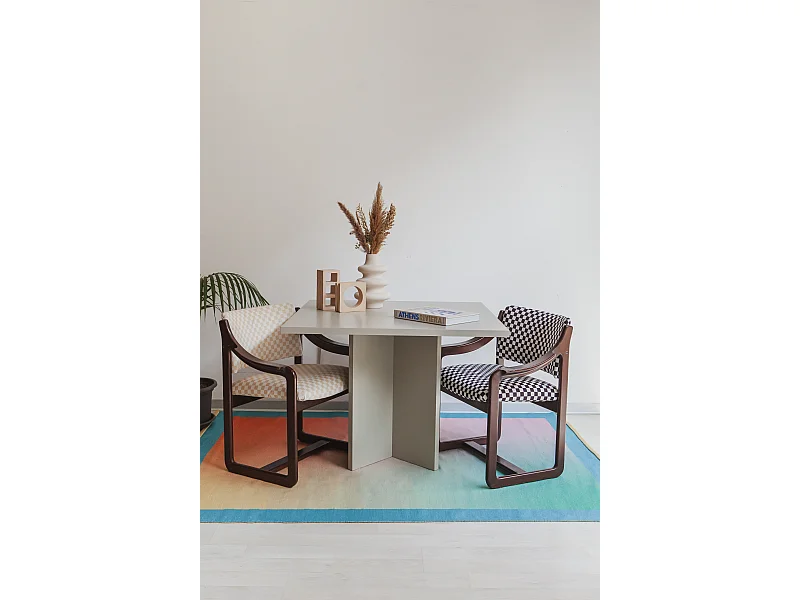 Table de salle à manger carrée panneau stratifié 3cm Taupe 100cm