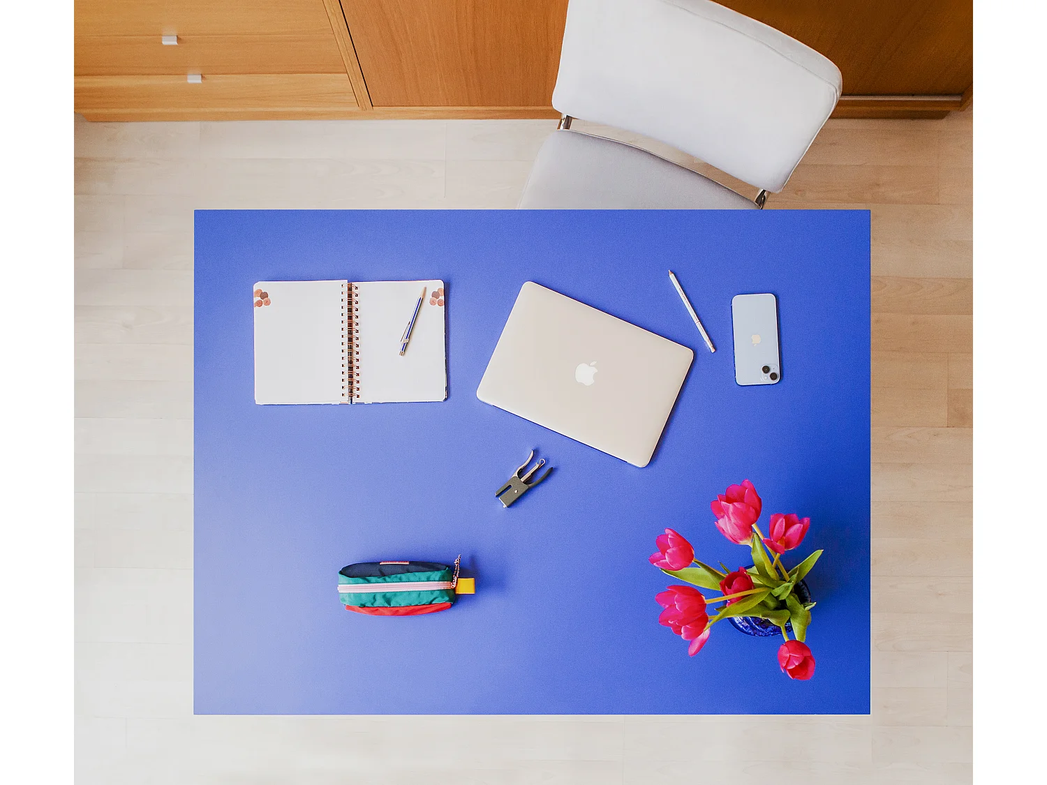 Table à manger rectangulaire panneau tratifié 3cm Bleu Prue 90x120