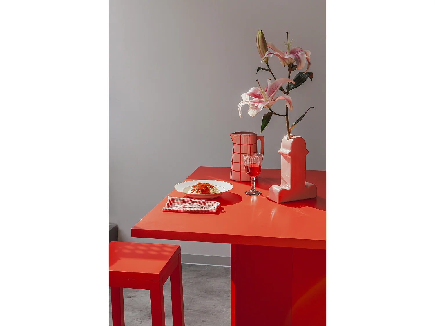 Table à manger rectangulaire panneau tratifié 3cm Rouge Flamme 90x120