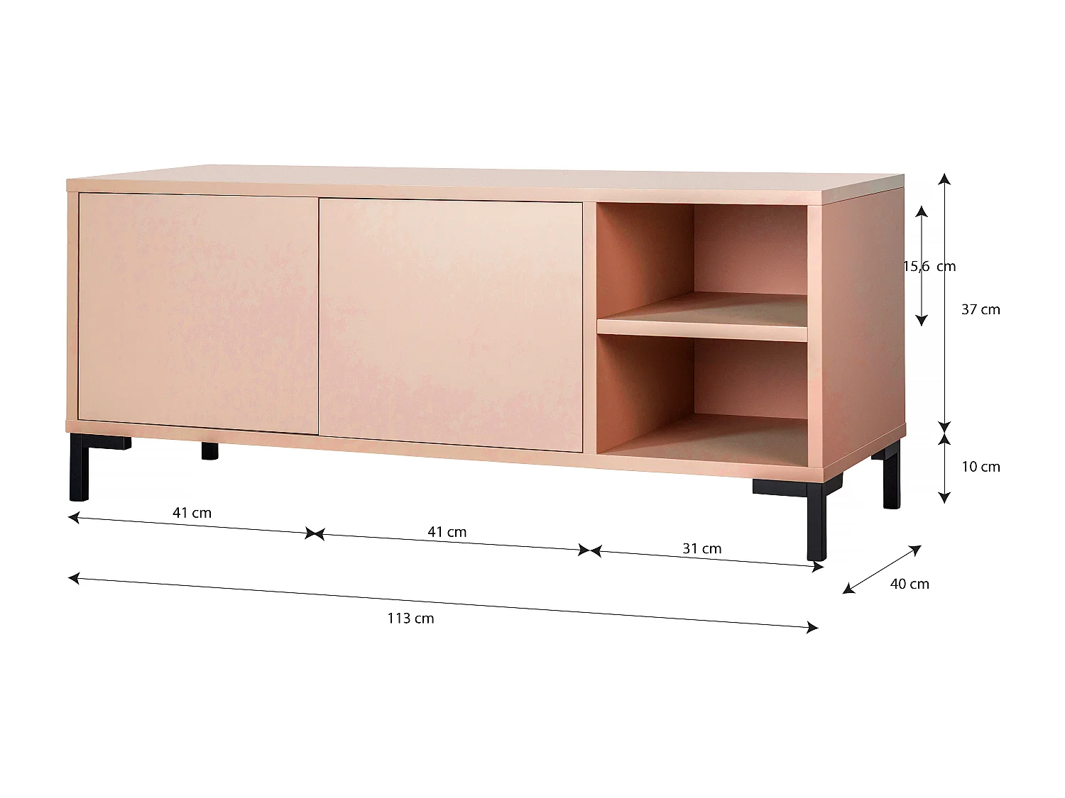 Meuble TV 113 cm rose MIRKO