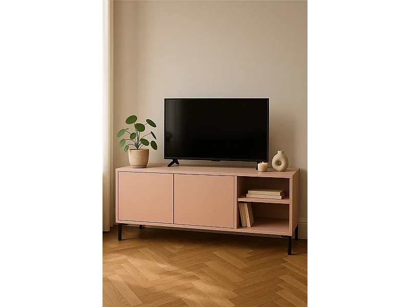 Meuble TV 113 cm rose MIRKO