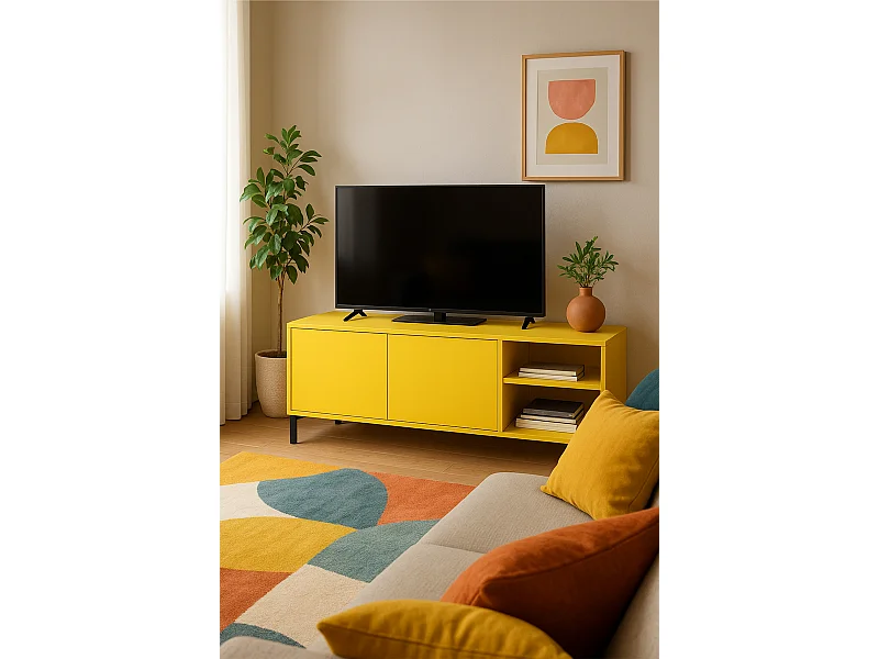 Meuble TV 113 cm jaune MIRKO