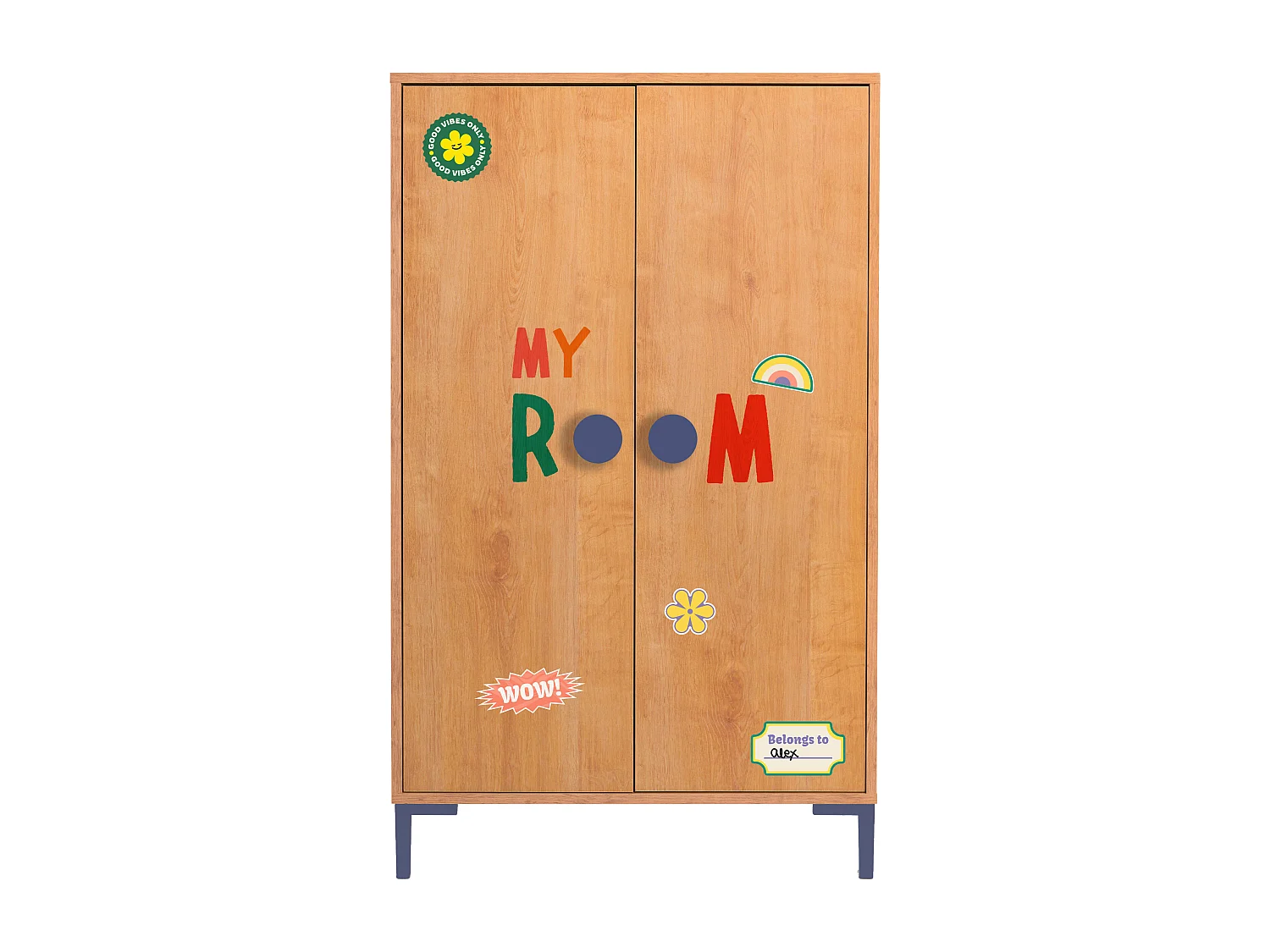 2-deurs kast in eikenkleur mijn slaapkamer.