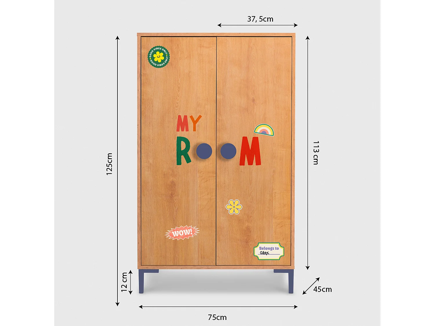 2-deurs kast in eikenkleur mijn slaapkamer.