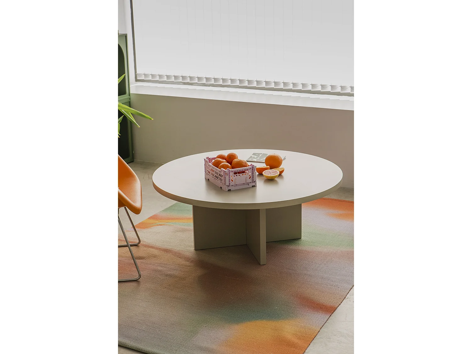 Runder Couchtisch, mit laminiertem 3 cm stark, Taupe, 100 cm