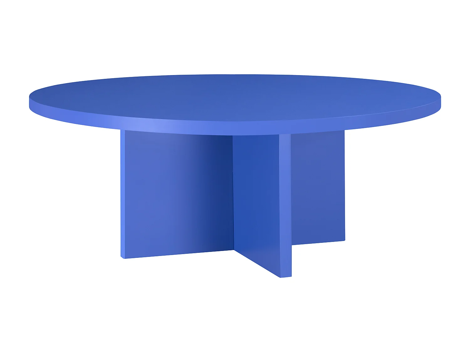 Runder Couchtisch, mit laminiertem 3 cm stark, Blau Preußen, 100 cm