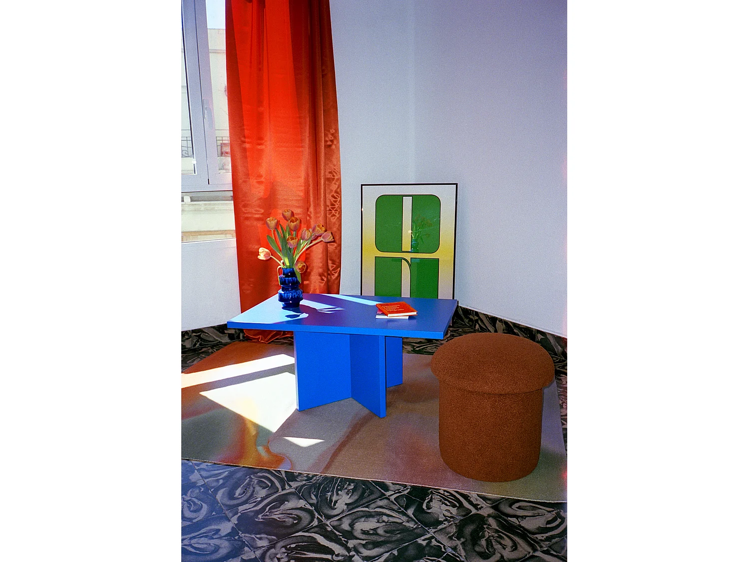 Mesa de centro tablero laminado de 3cm azúl prussia 100x60cm- HECHO EN ESPAÑA