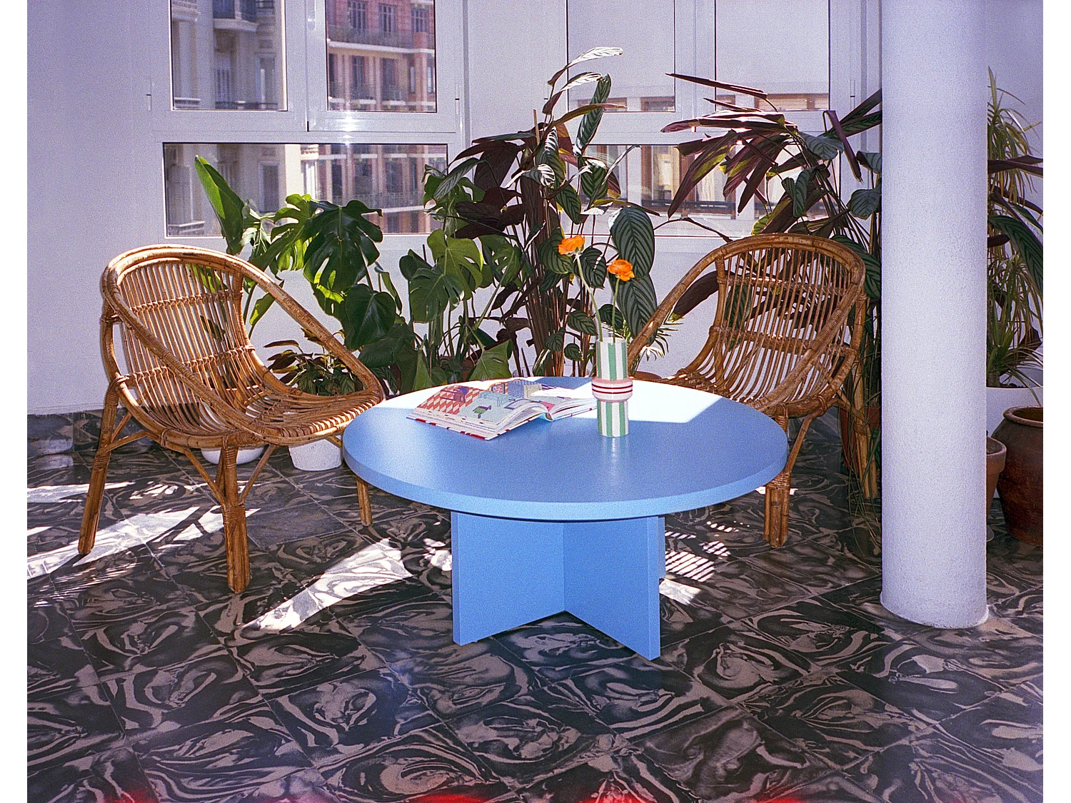 Runder Couchtisch, MDF-Platte 3 cm stark, Cornish Blau, 100 cm