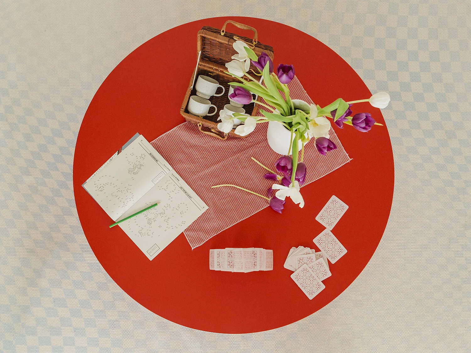 Runder Couchtisch, mit laminiertem 3 cm stark, Rot Llama, 100 cm