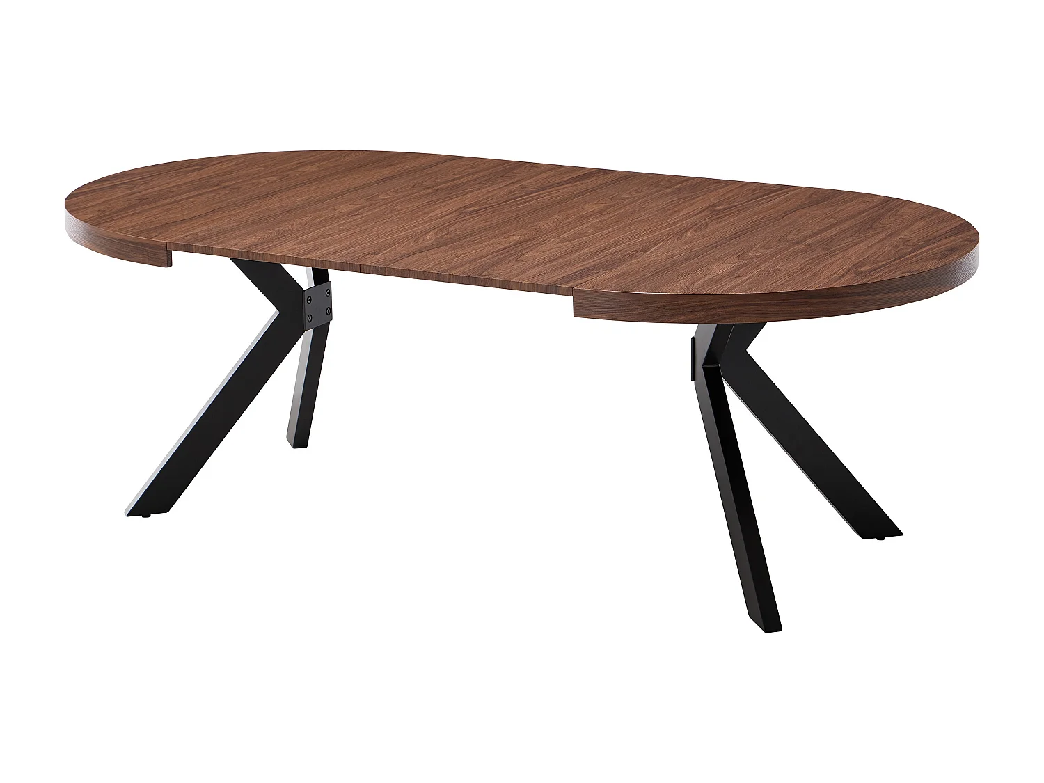 Table à manger extensible 4 à 8 personnes en MDF et acier - Naturel foncé et Noir - KOMONI