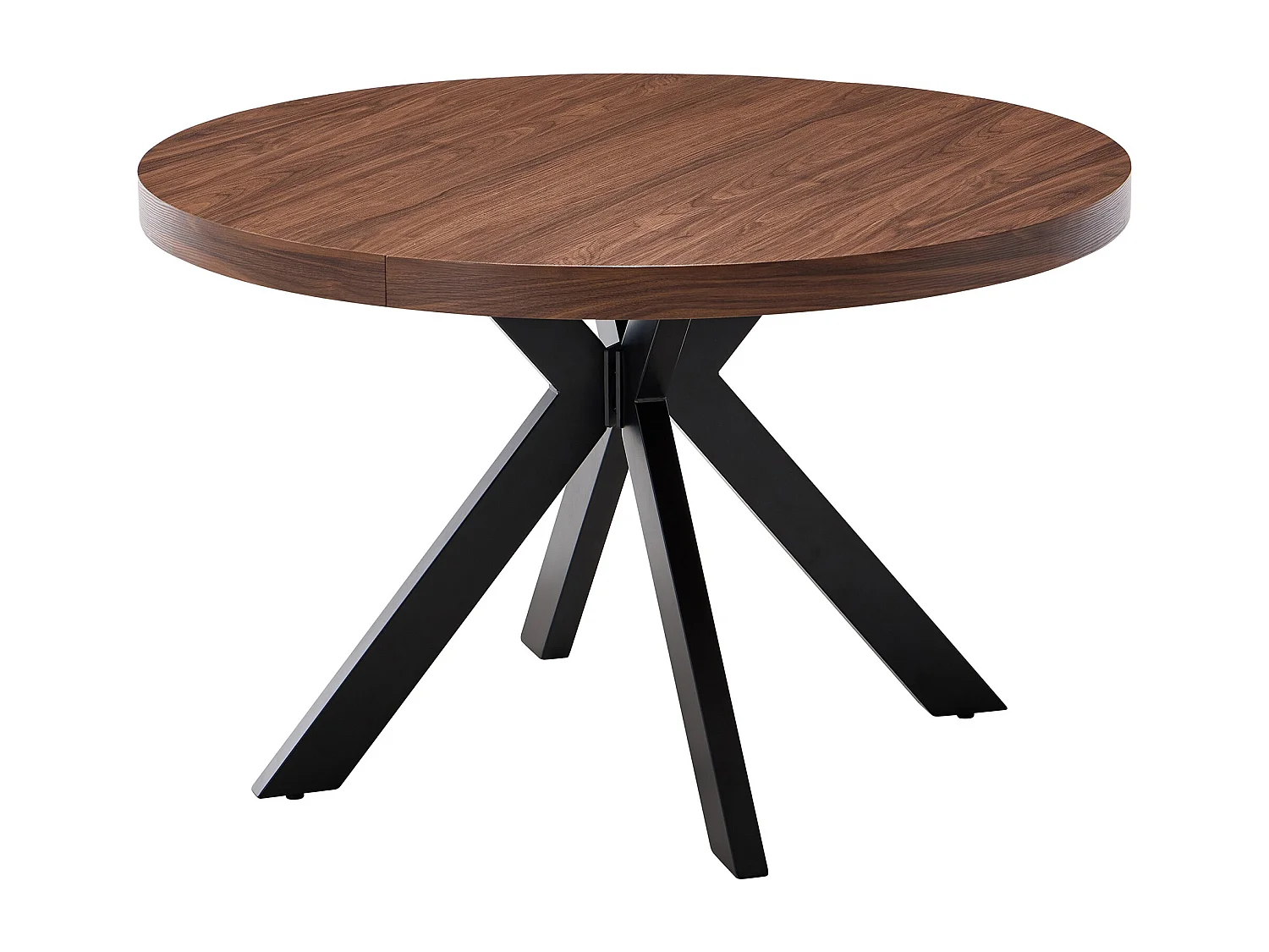 Table à manger extensible 4 à 8 personnes en MDF et acier - Naturel foncé et Noir - KOMONI
