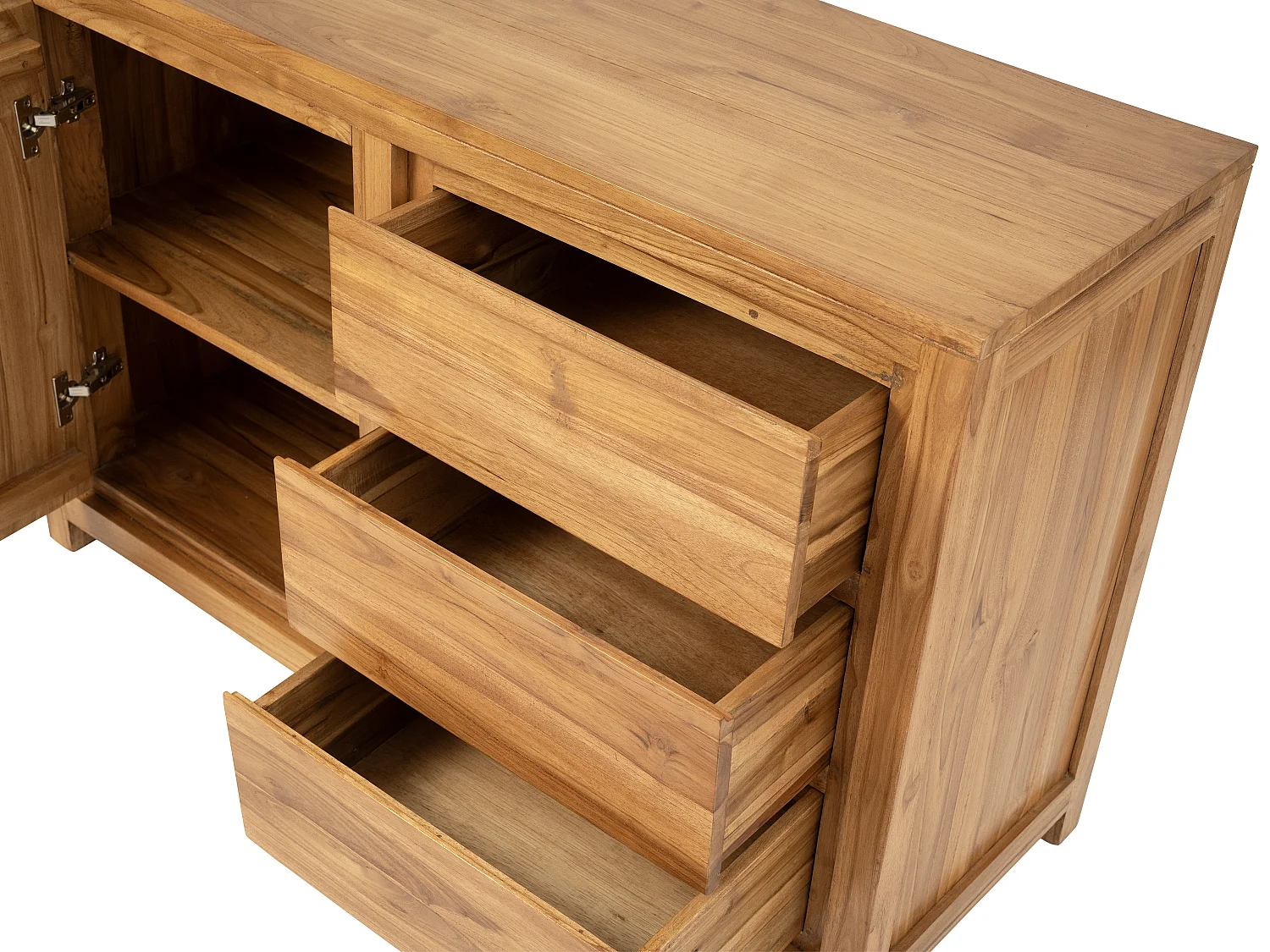 Buffet avec 1 porte et 3 tiroirs en bois de teck - Naturel - ALEMIA