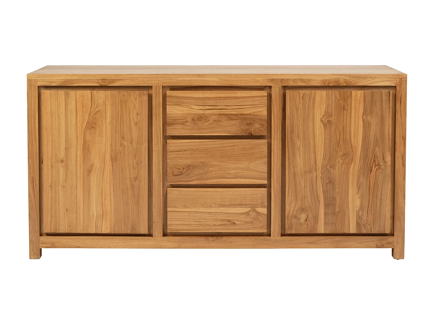 Buffet avec 2 portes et 3 tiroirs en bois de teck - Naturel - ALEMIA