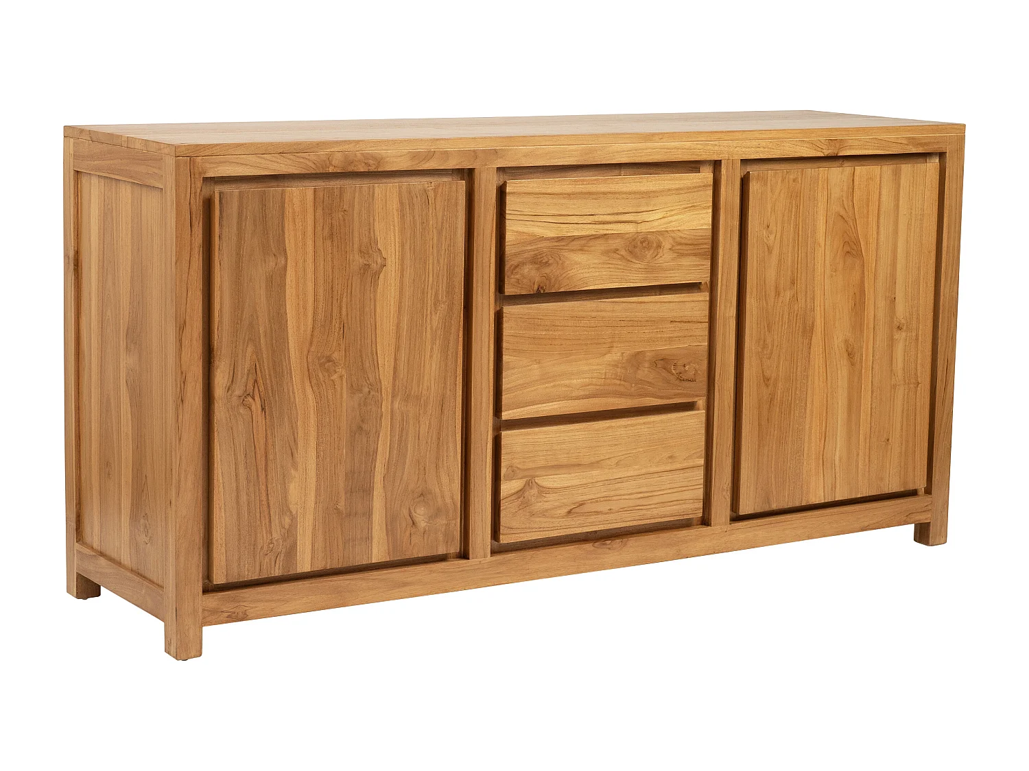 Buffet avec 2 portes et 3 tiroirs en bois de teck - Naturel - ALEMIA