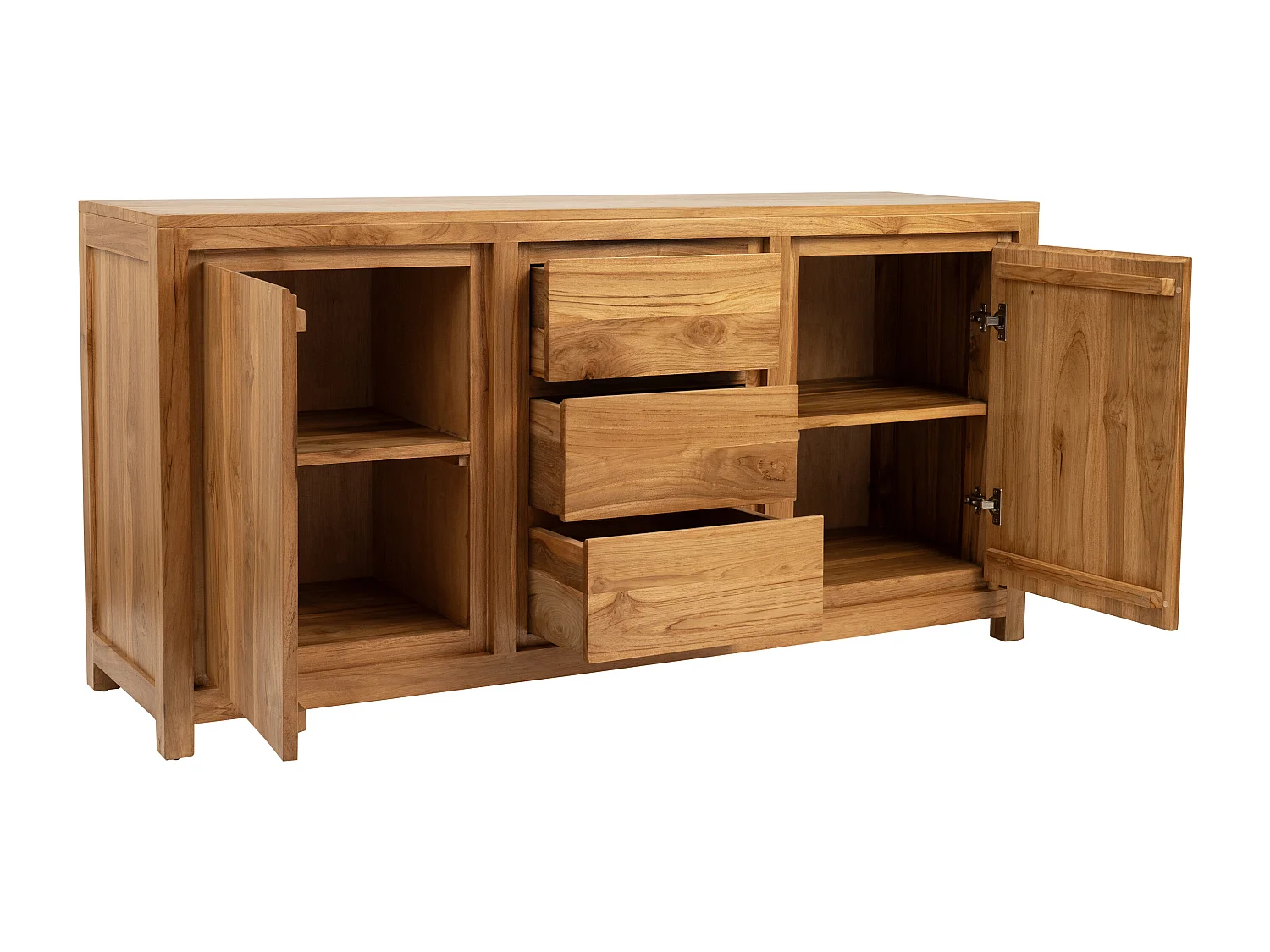 Buffet avec 2 portes et 3 tiroirs en bois de teck - Naturel - ALEMIA