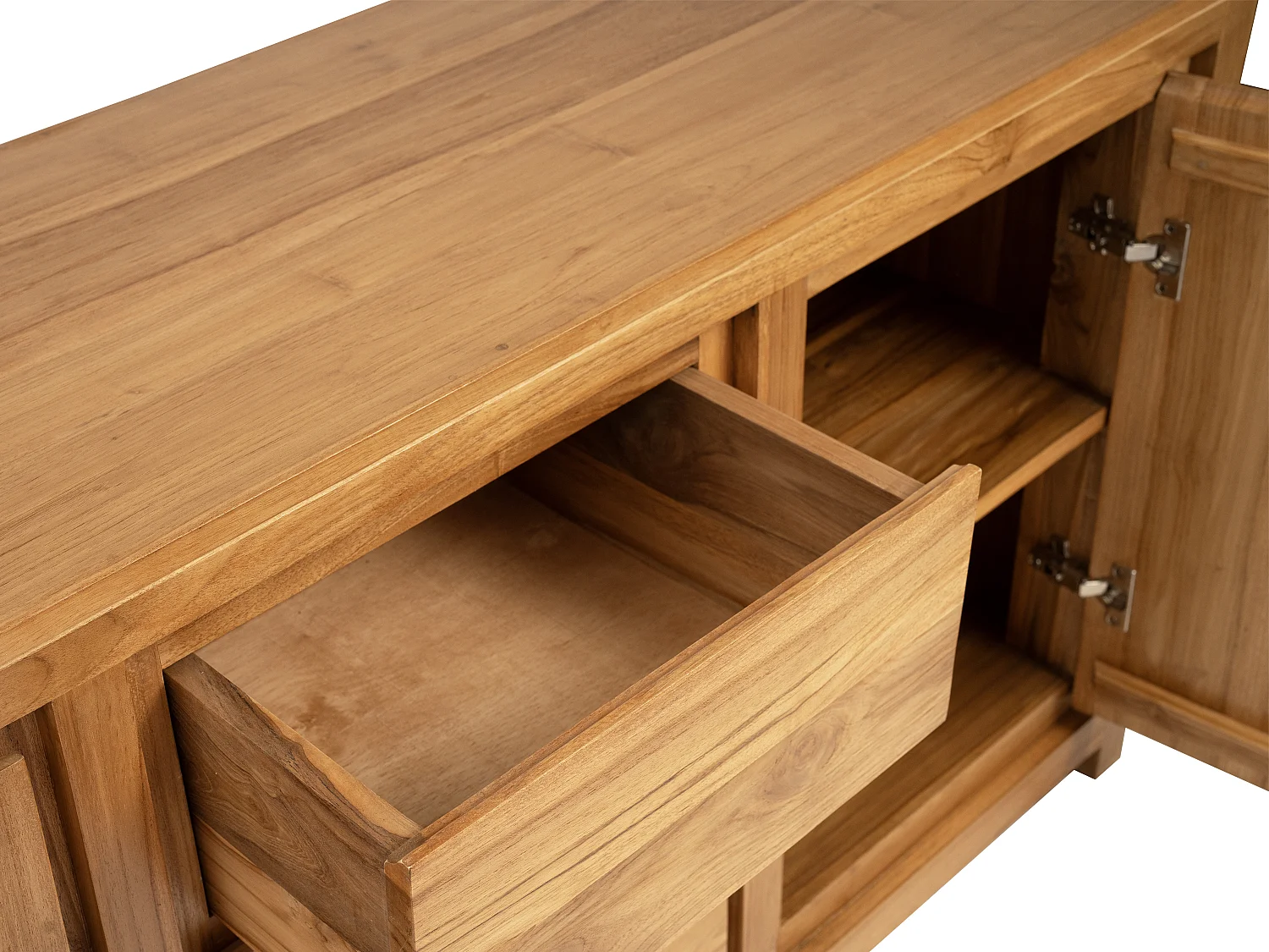 Buffet avec 2 portes et 3 tiroirs en bois de teck - Naturel - ALEMIA