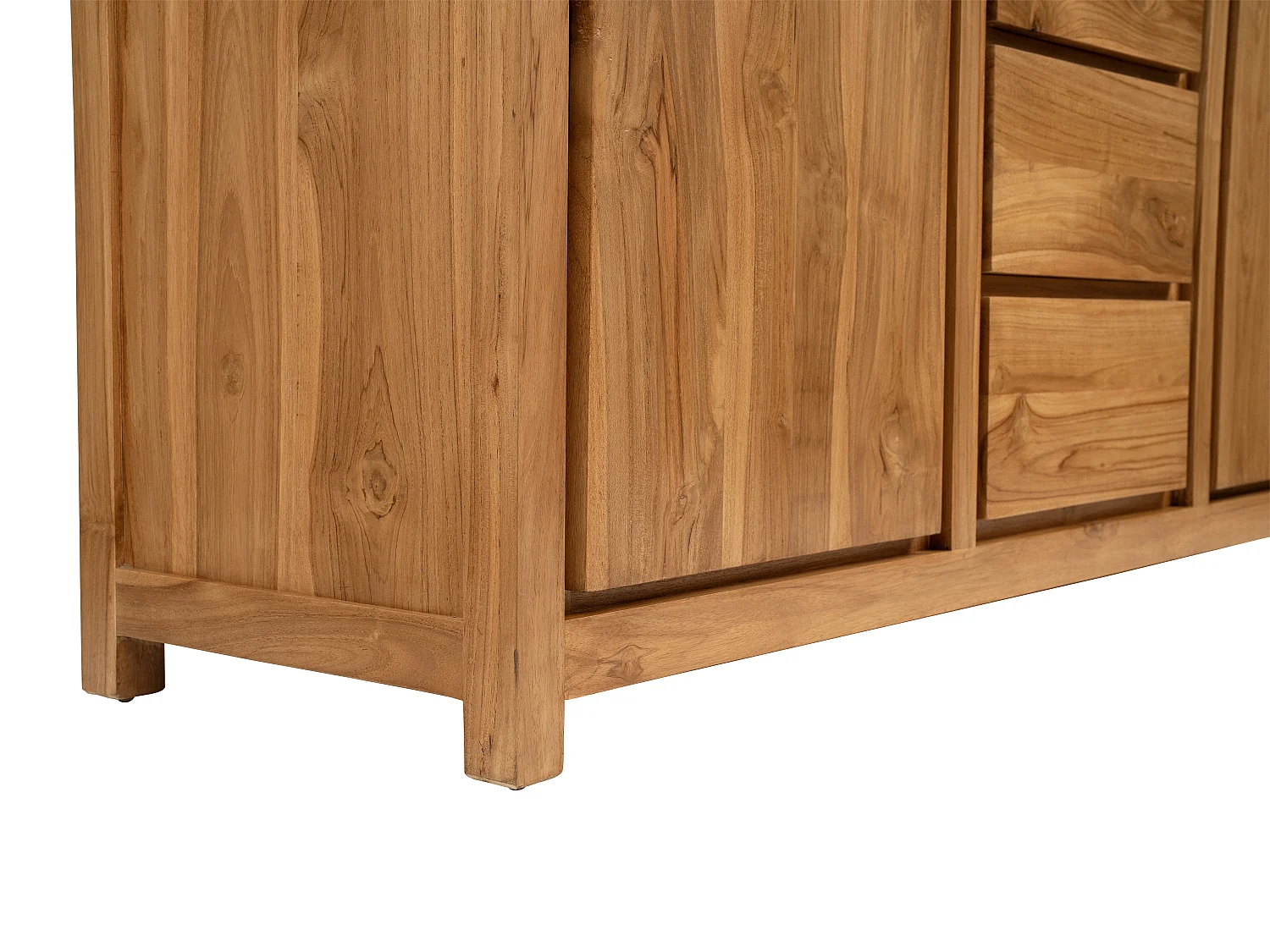 Buffet avec 2 portes et 3 tiroirs en bois de teck - Naturel - ALEMIA