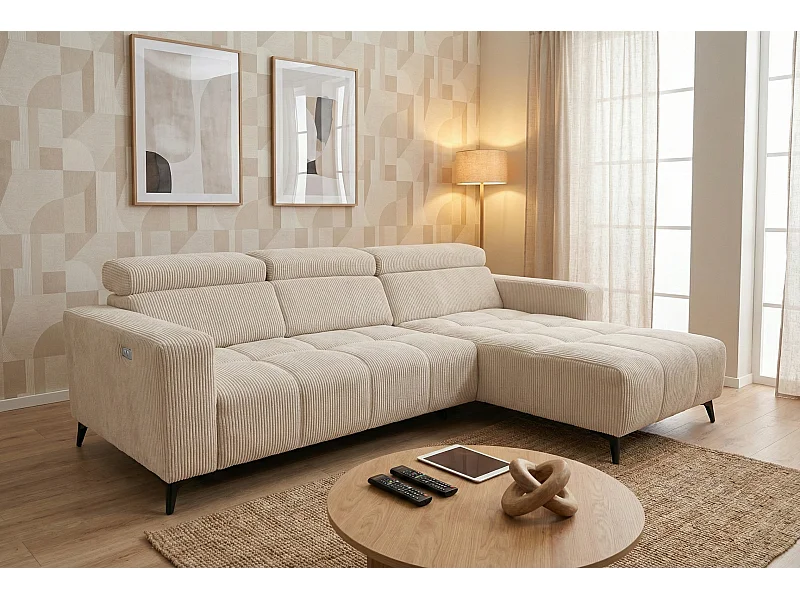 Nicolette - Canapé d’angle moderne avec fonction relax électrique