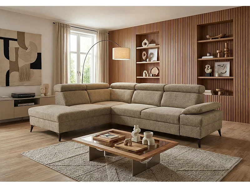 Moderne hoekbank Vigo met RELAX-functie en verstelbare hoofdsteunen – ideaal voor de woonkamer